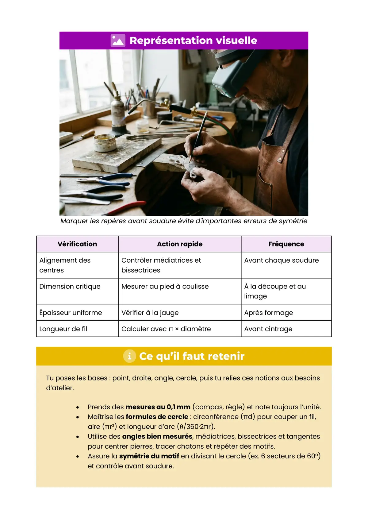 Example Fiche de Révision CAP Bijoutier